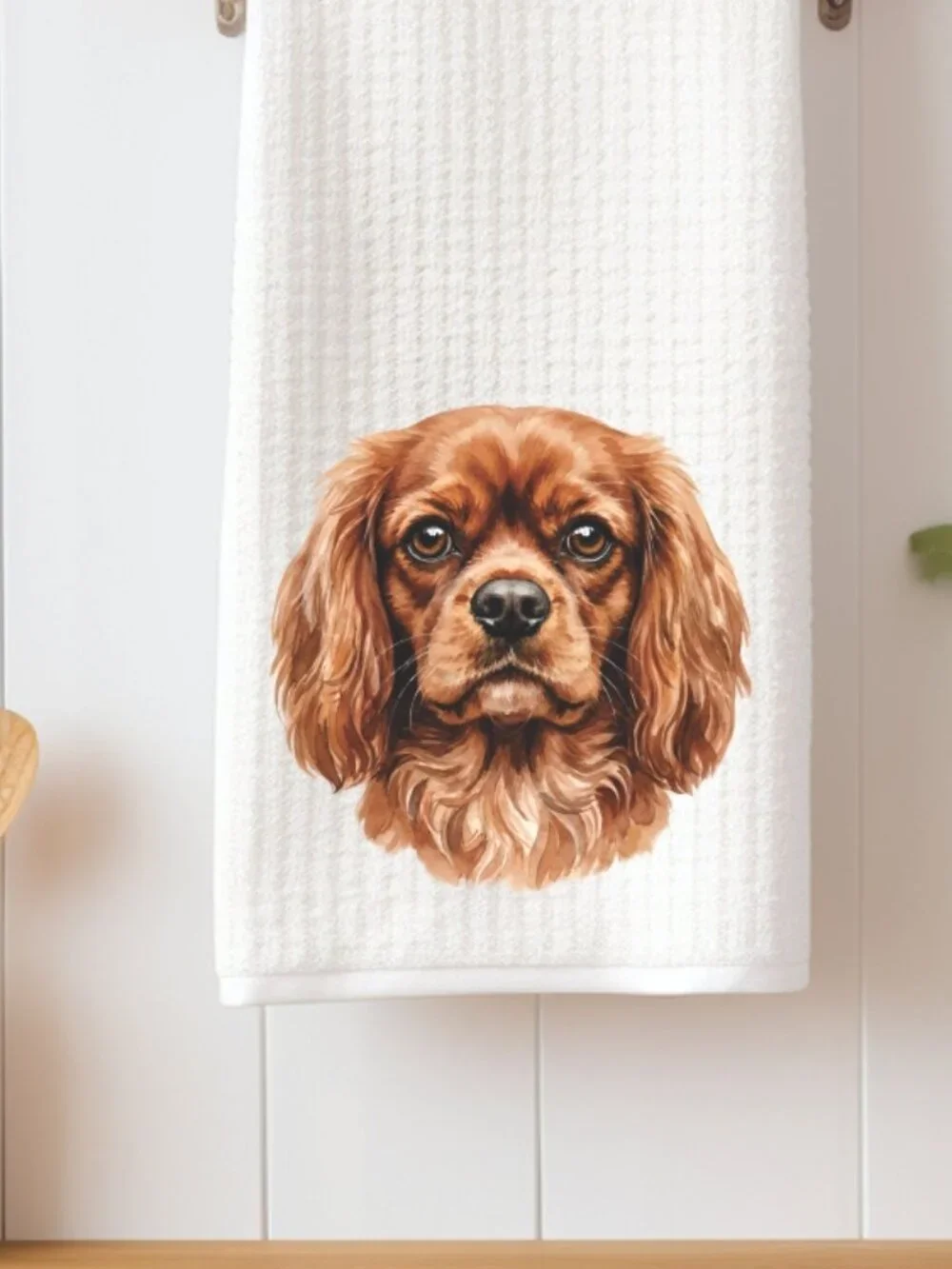 Cavalier King Charles Spaniel Waffle Weave Decorative Kitchen Tea Towel